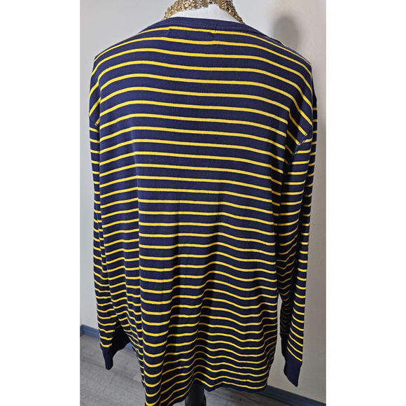 Lauren Ralph Lauren Jeans Co. Womens Henley Tee Shirt Blue Yellow Striped 3X - Picture 4 of 5